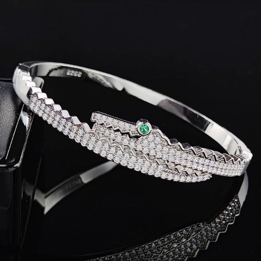 Silver plated alligator bracelet